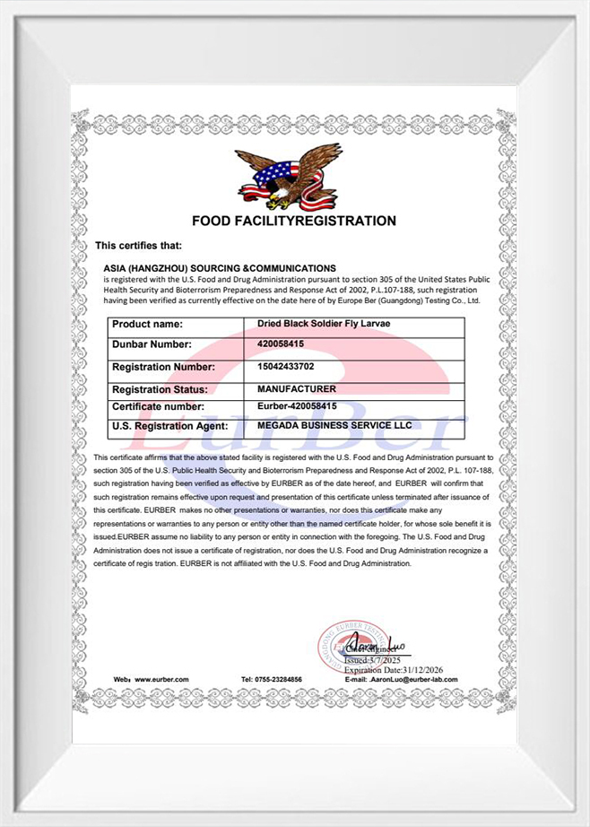 Certificado de registro de la FDA - ASIA (HANGZHOU) ABASTECIMIENTO Y COMUNICACIONES